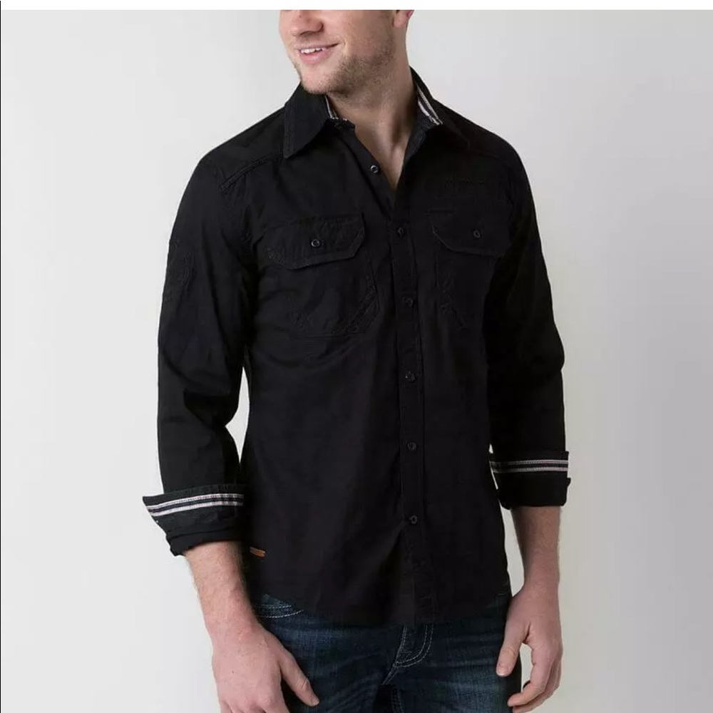 EUC Affliction embroidered button down XL
